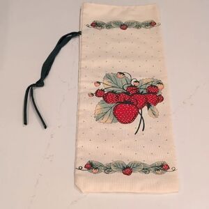 Strawberry Print Cream Wine Bag